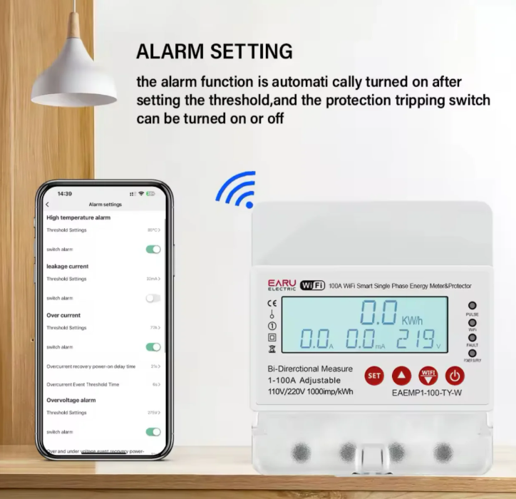 100A Tuya WiFi Smart Single Phase Energy Meter