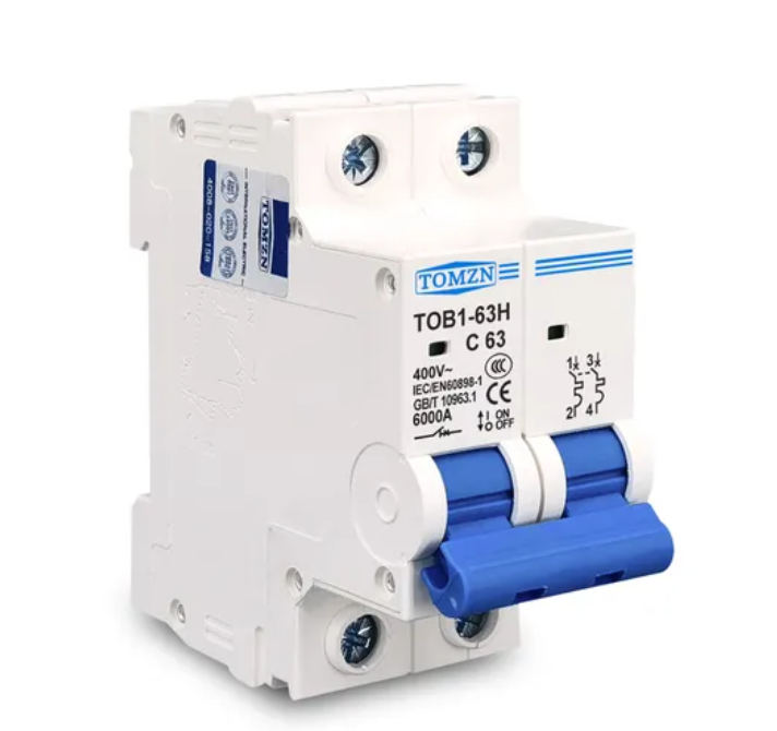 AC MCB TOB1-63H C curve 230/400V~ 50HZ/60HZ Mini Circuit breaker 2P 4P 63A