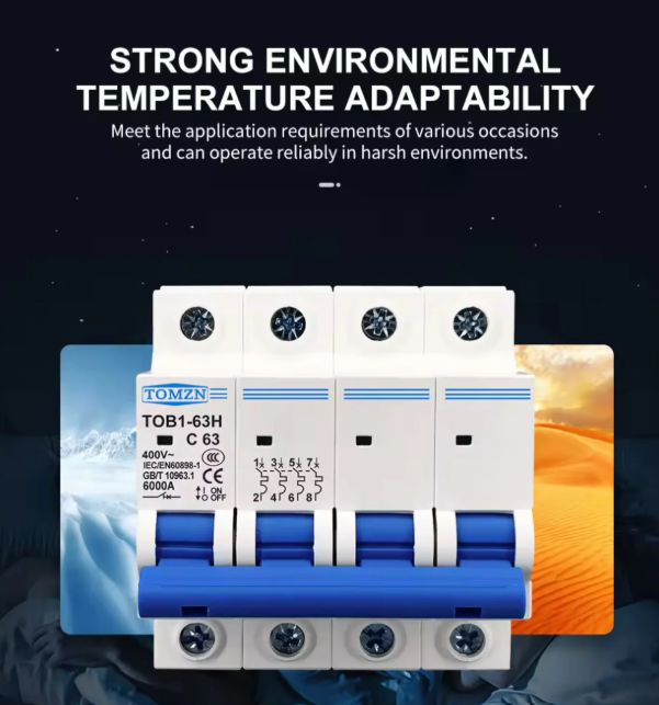 AC MCB TOB1-63H C curve 230/400V~ 50HZ/60HZ Mini Circuit breaker 2P 4P 63A