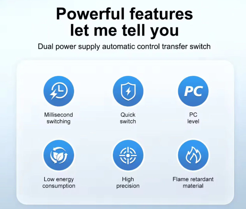Tomzn TOQ7 AC 2P/4P Din Rail 220V Dual Power Automatic Transfer Switch ATS