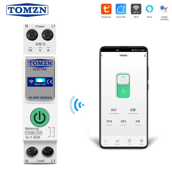 TOMZN SMART WIFI BREAKER 8 in 1 TOB9S-VAP